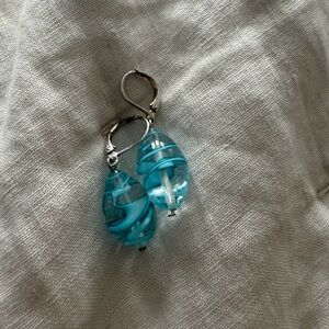 Blue Swirl Glass Bead Earrings
